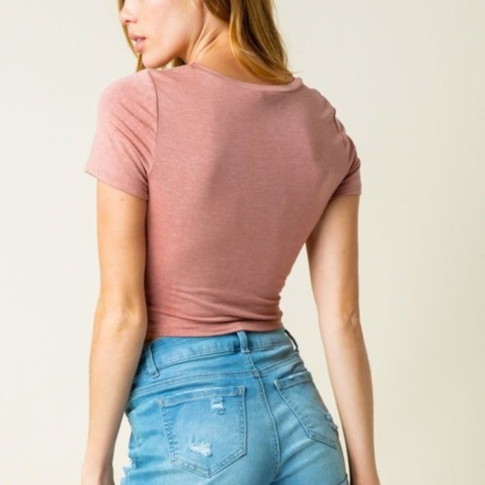 CASUAL DOLLZ Twist front Crop Top - Picture 2 of 3